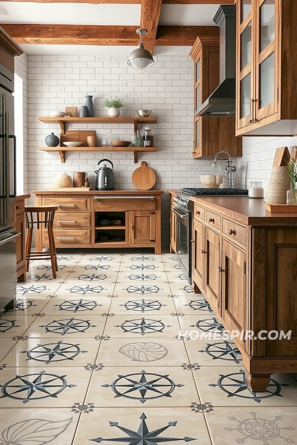 Rustic Meets Modern in Compass Pattern Tiles