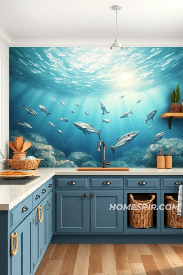 Rustic Touch Coastal Kitchen with Artwork