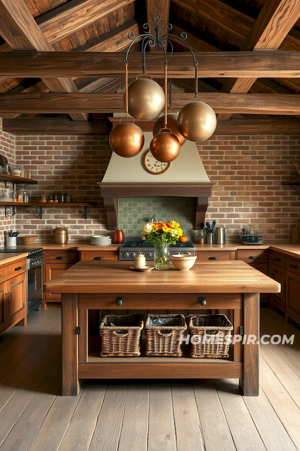 Rustic Vintage Kitchen with Warm Wooden Beams