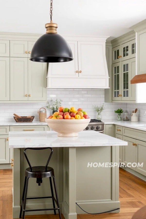 Sage Green Cabinets with Modern Brass Touch