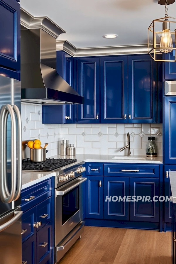 Sapphire Blue Art Deco Kitchen with Silver