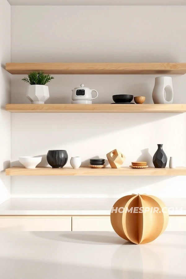 Sculptural Floating Shelves in a Stylish Kitchen