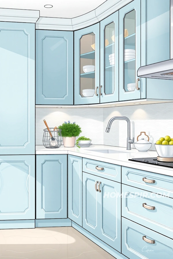 Sea-Color Accented Cabinets