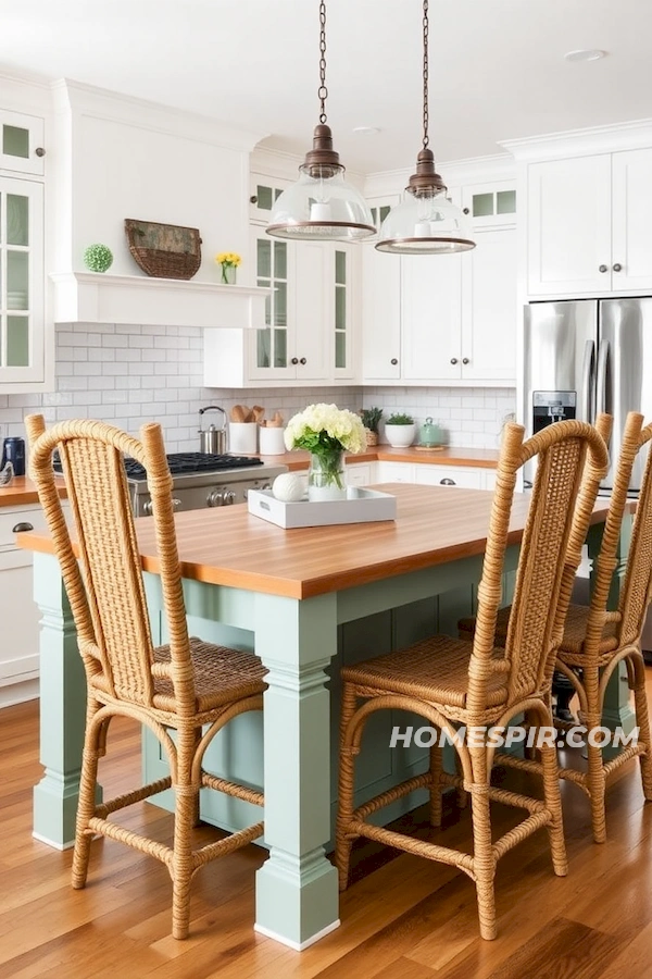 Sea Foam Green Island in Beach Kitchen