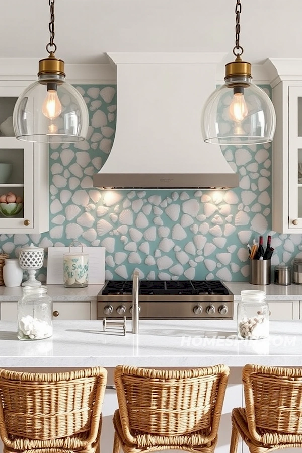 Sea Glass and Rattan Coastal Kitchen Style