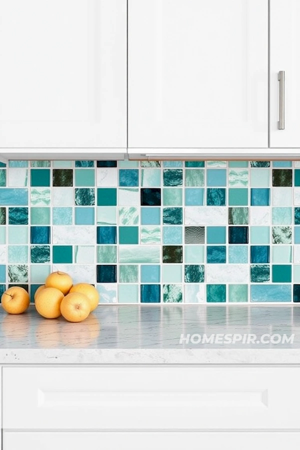 Sea Green and Azure Tile Kitchen Design