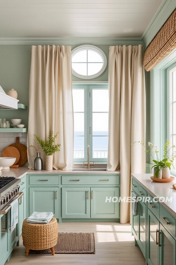 Sea Green and Ocean Blue in Beachy Kitchen Design