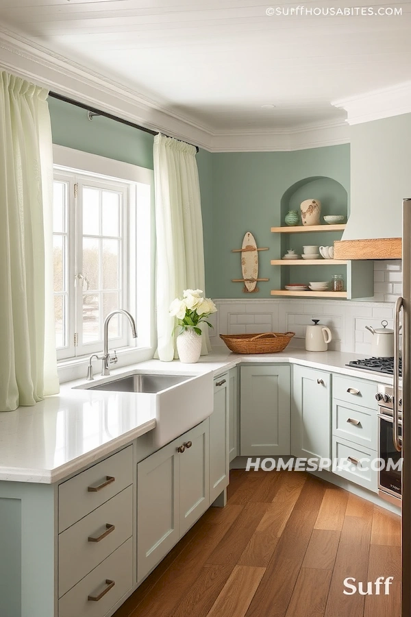 Seafoam and Beach Tones in Coastal Kitchen Decor