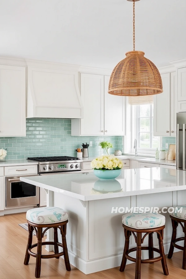 Seafoam Green Backsplash with Sleek Appliances