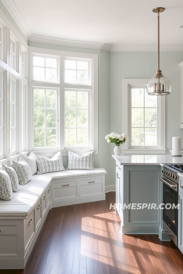 Seafoam Green Walls in Kitchen Nook