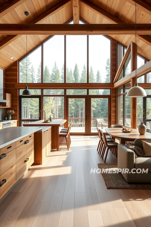 Seamless Dining in Airy Log Kitchen