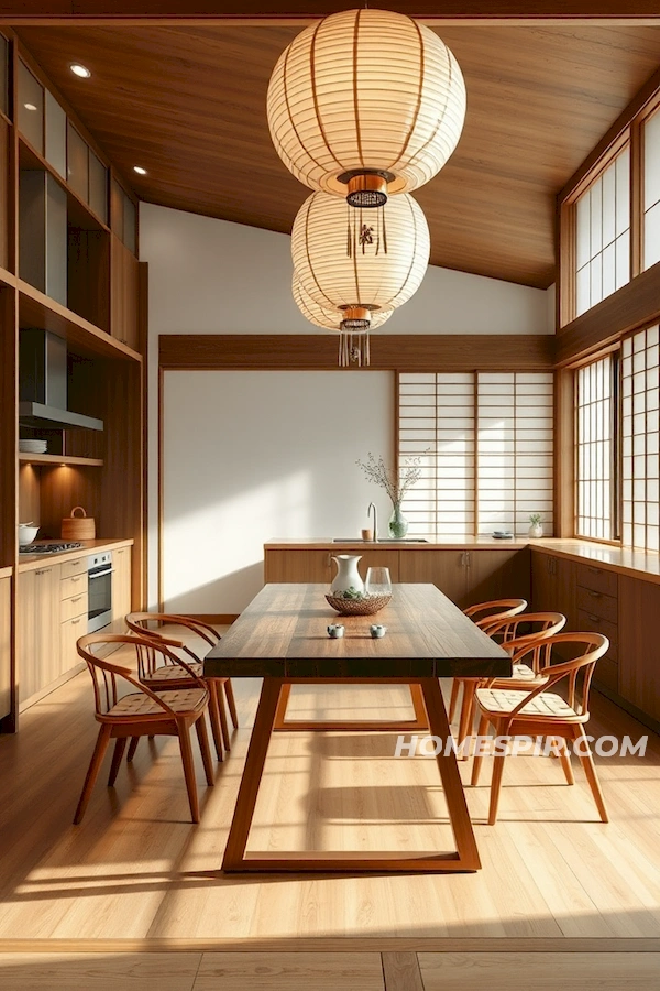 Seamless Japanese Kitchen with Paper Lanterns