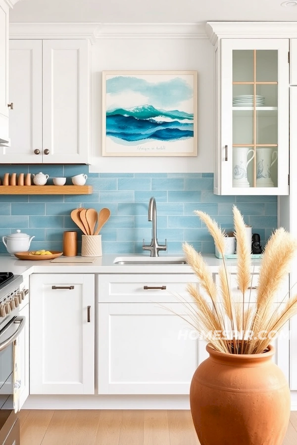 Seascape Wall Art in Coastal Kitchen