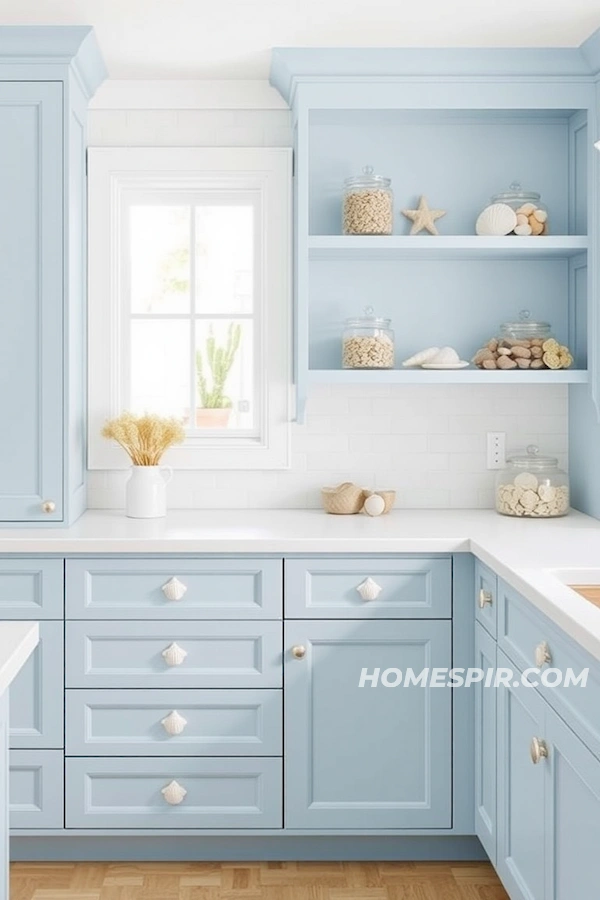 Seashell Handle Coastal Blue Kitchen