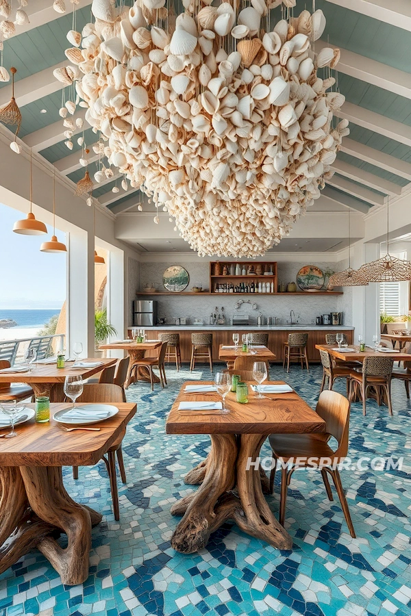 Seashell Installation for Coastal Dining