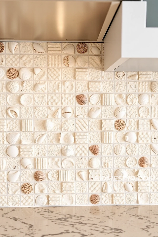 Seaside Sand and Shell Tile Kitchen Design