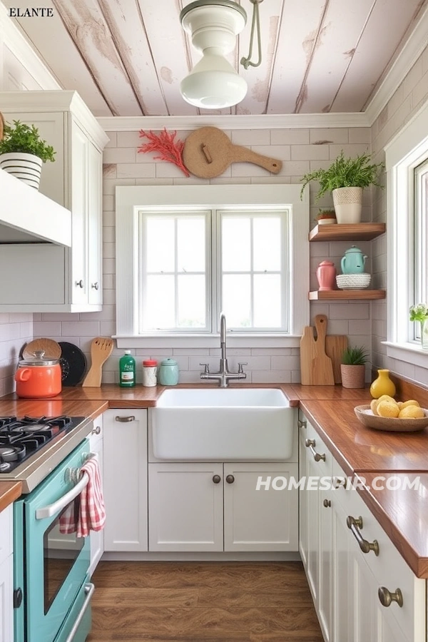 Seaside Vintage Kitchen with Farmhouse Sink