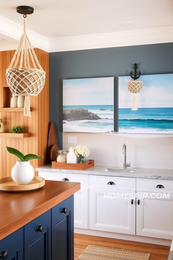 Seaside Wall Art and Nautical Decor in Surf Kitchen