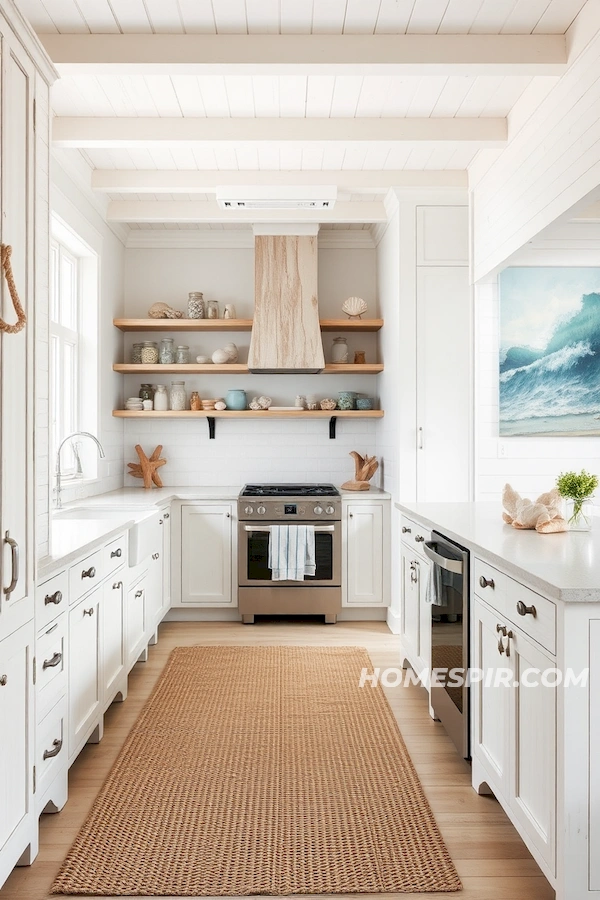 Serene Beach Kitchen with Seashell Touches