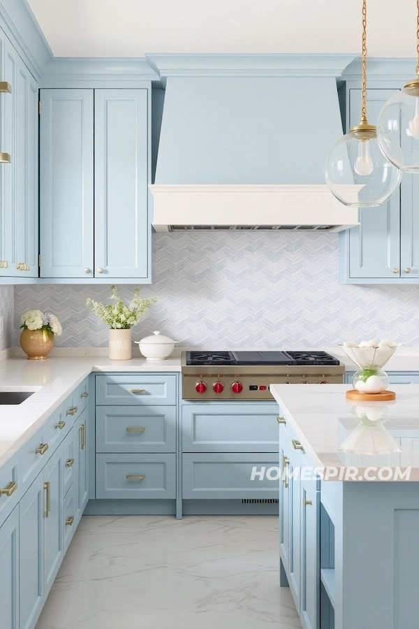 Serene Blue Marble Kitchen Design