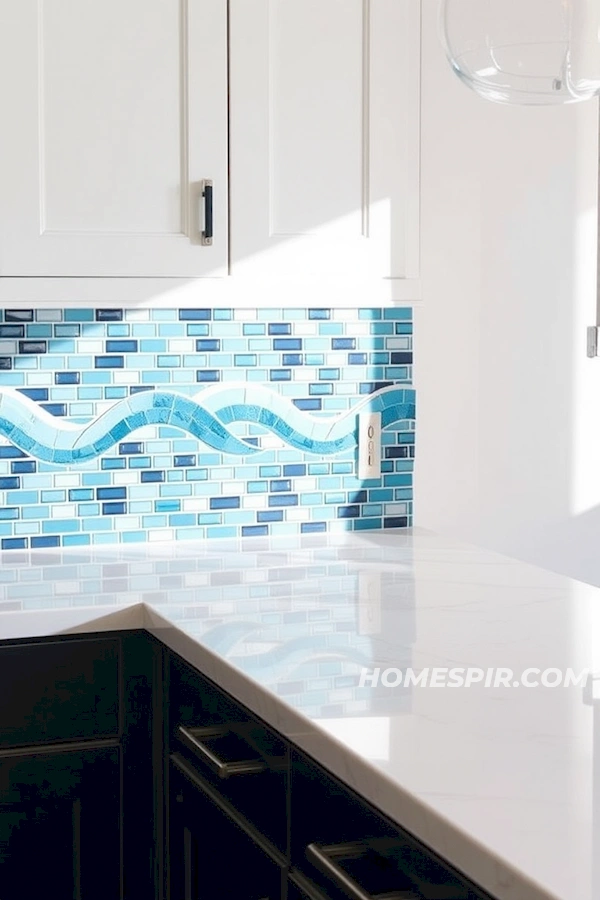 Serene Blue Tile Ocean Theme Kitchen