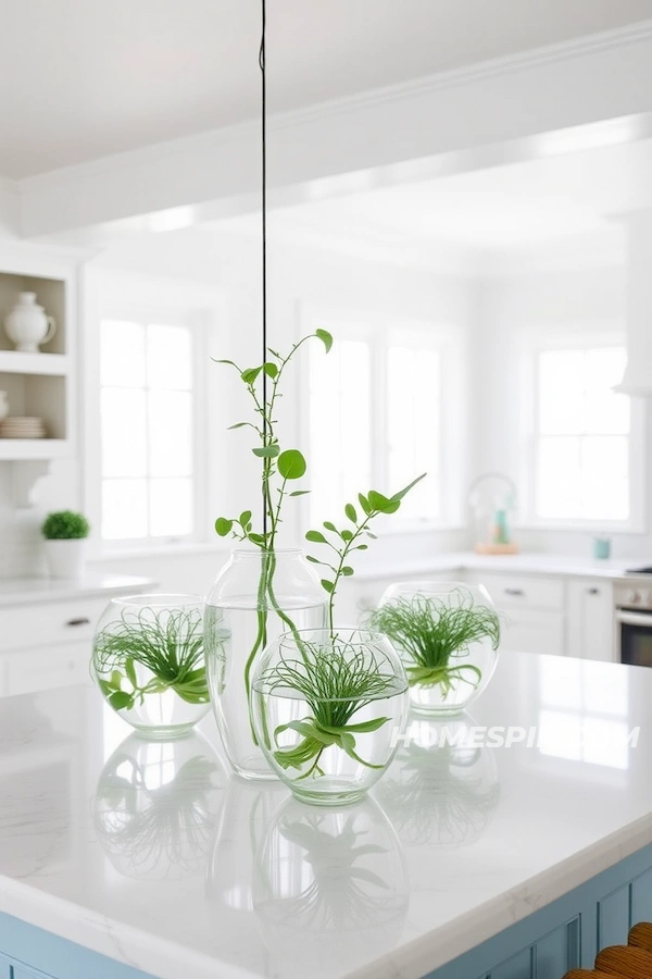 Serene Coastal Kitchen with Green Accents