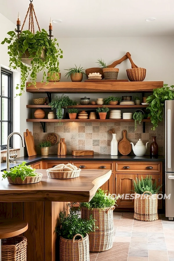 Serene Eclectic Kitchens with Potted Herbs