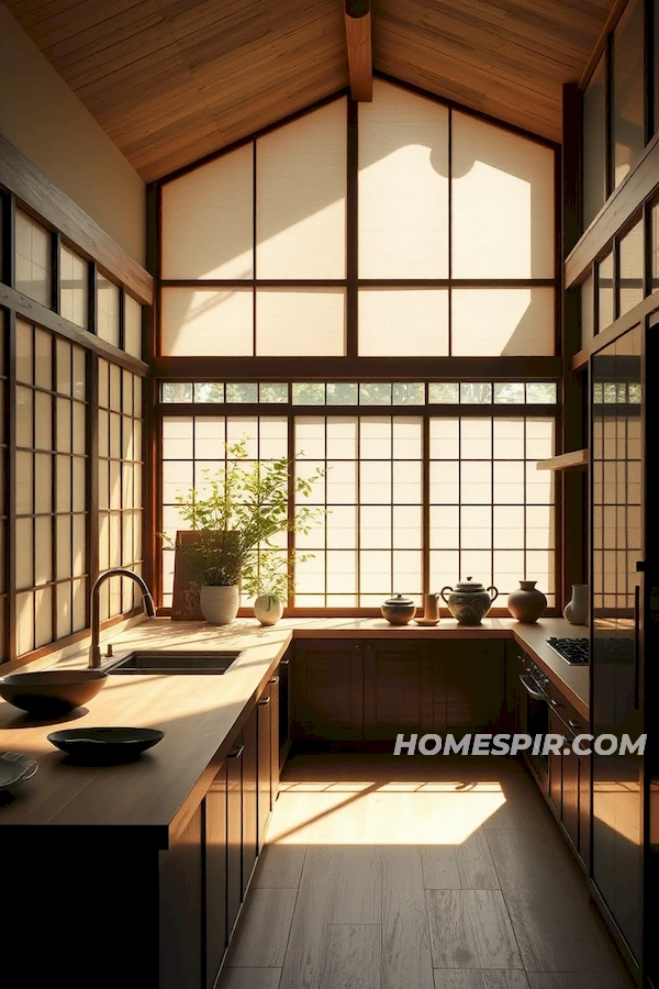 Serene Japanese Kitchen with Sh?ji Screen Softness