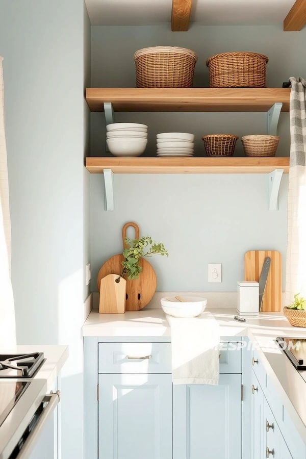 Serene Kitchen with Pale Blue Walls