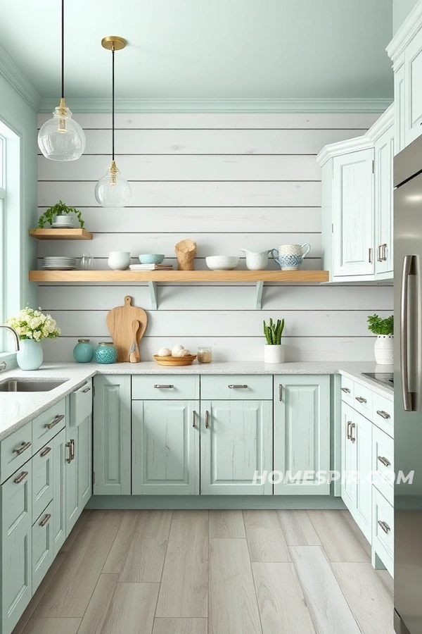 Serene Oceanic Kitchen with Seafoam Green Tones