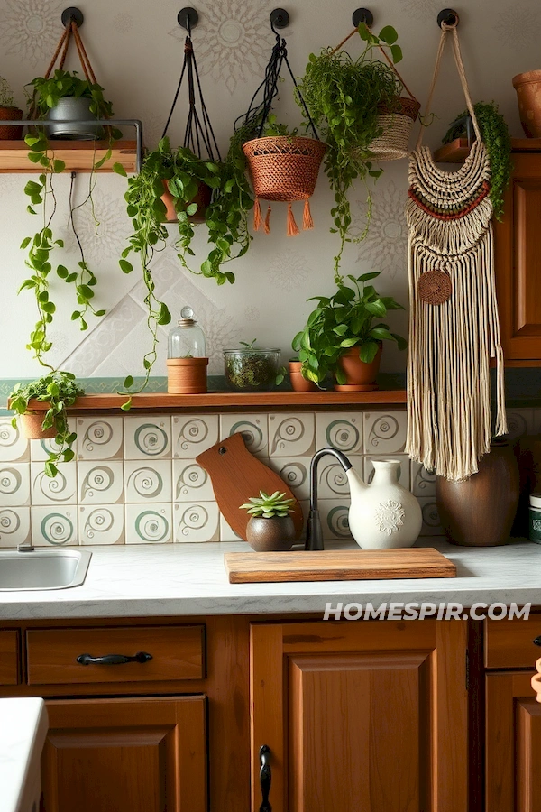 Serene Rustic Boho Kitchen with Tiles