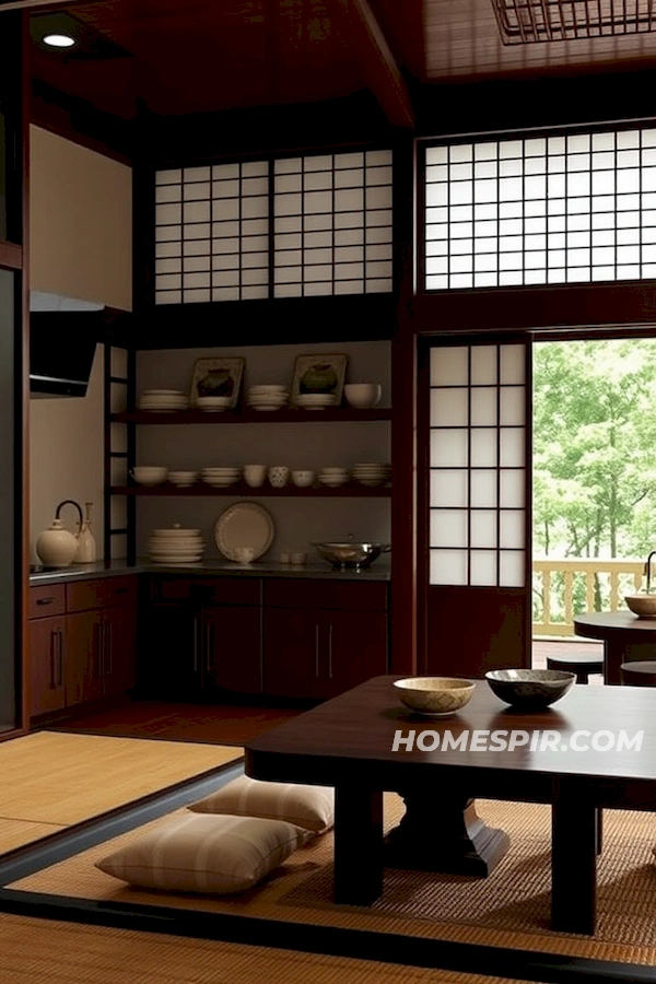 Shoji Panels in Modern Japanese Kitchen