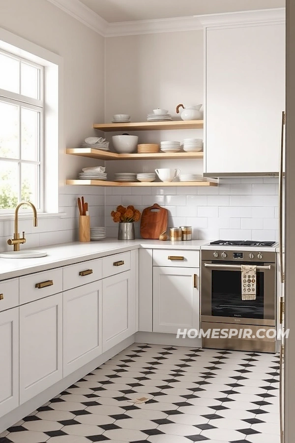 Simple Open Shelving in Vintage Kitchen