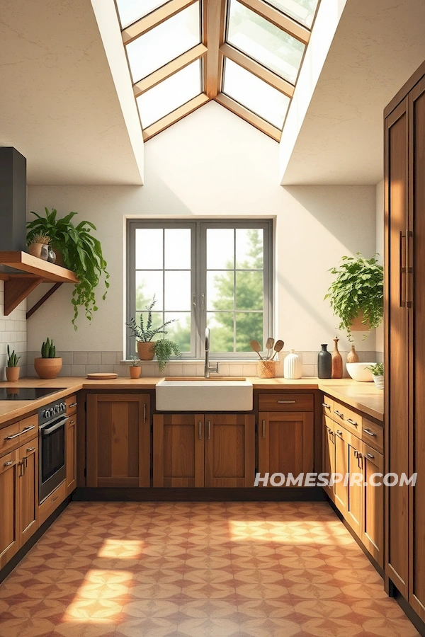 Skylight Illuminating a Natural Kitchen Oasis