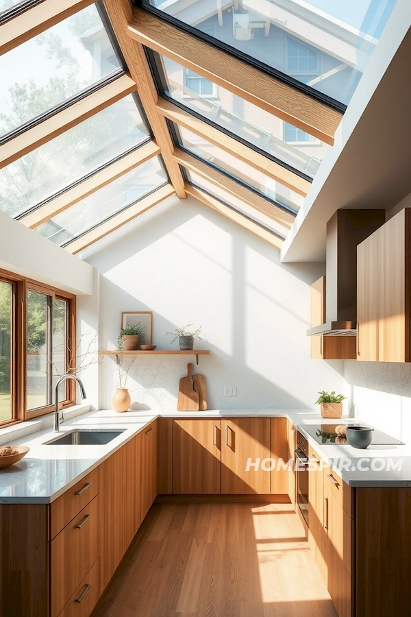 Skylit Kitchen with Bamboo Cabinetry