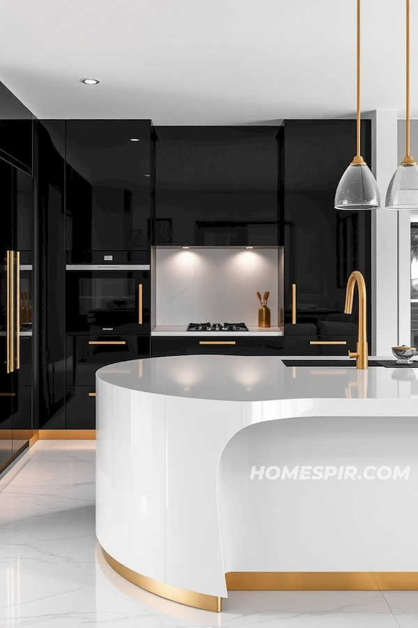 Sleek Black White Kitchen Lines