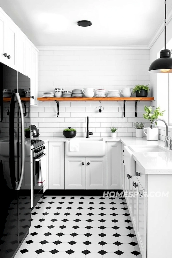 Sleek Black White Retro Kitchen Aesthetic