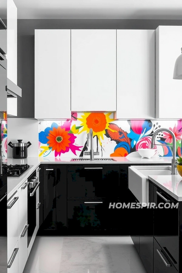 Sleek Cabinetry with Eye-Catching Pop Art