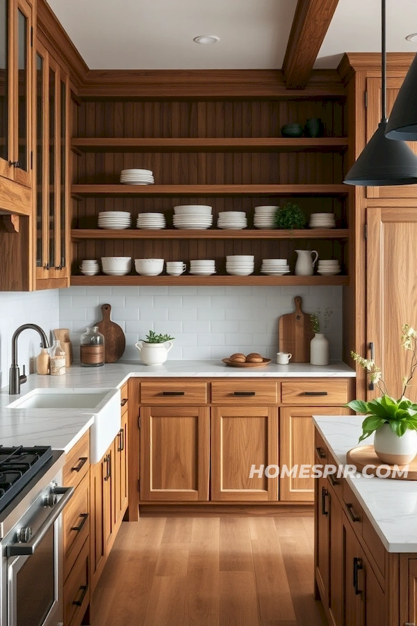 Sleek Marble and Rustic Wooden Kitchen