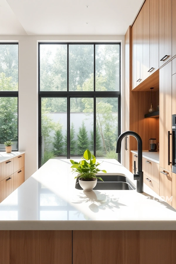 Sleek Marble and Wood Kitchen Decor