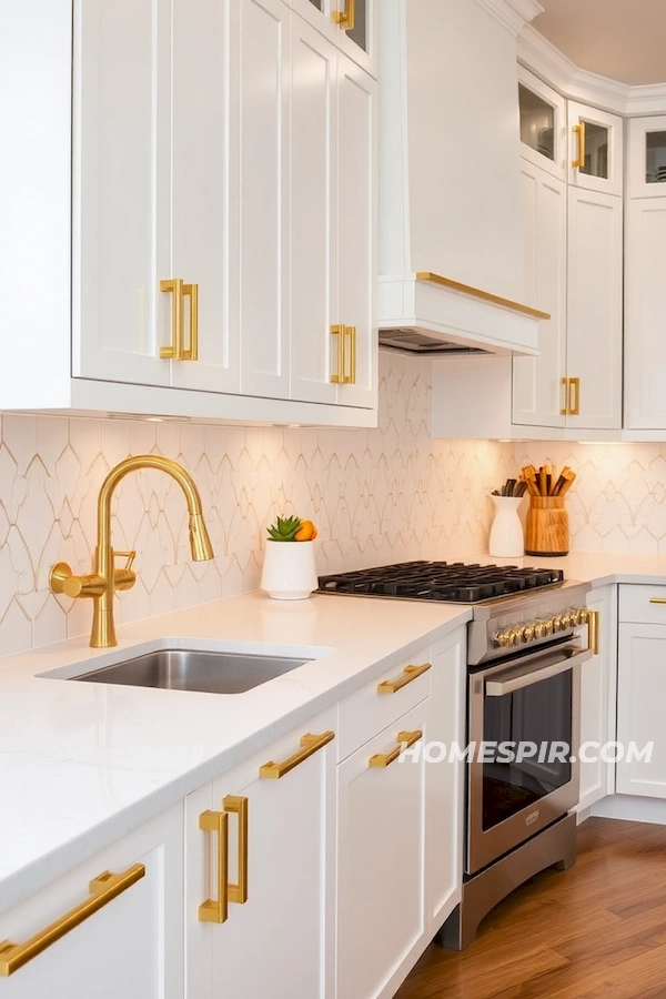 Sleek Modern Kitchen with Gold Geometric Patterns