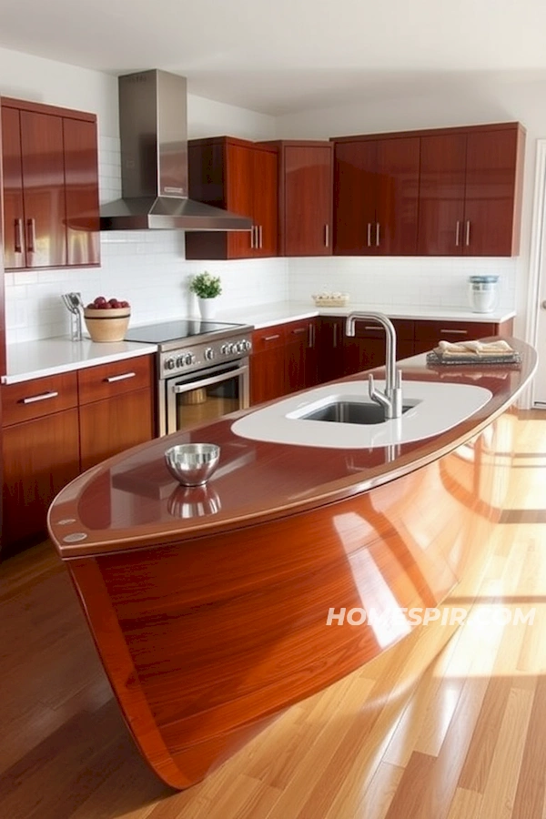 Sleek Nautical Themed Modern Kitchen Island