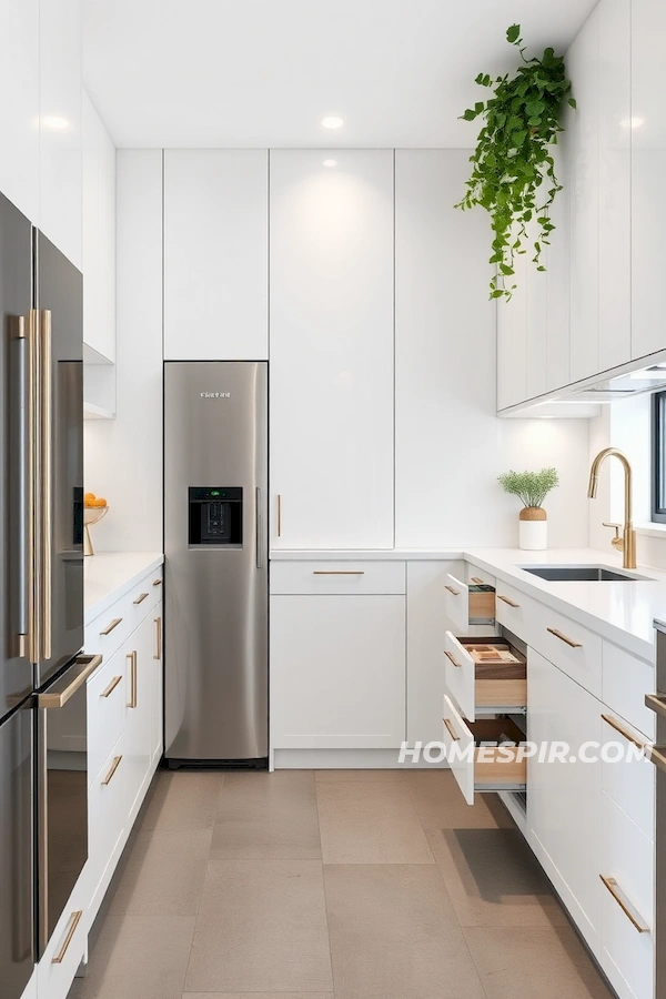 Sleek White Cabinetry with Hidden Features