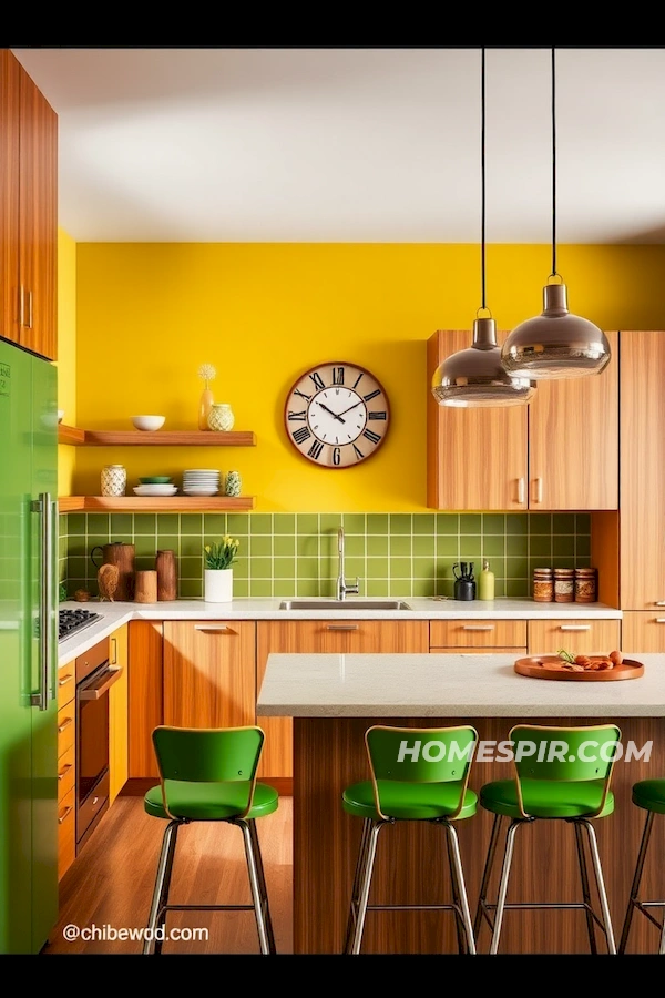 Sleek Wooden Design in Retro-Infused Kitchen