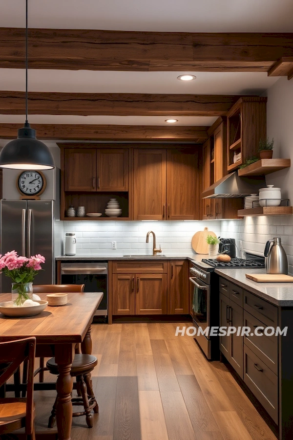 Smart Kitchen with Rustic Elements and Technology