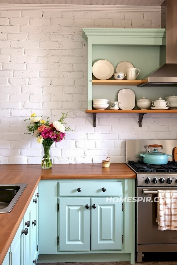 Soft Pastel Shabby Chic Kitchen with Wildflower Accents