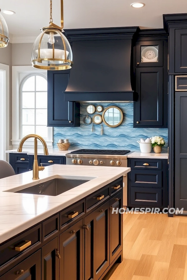 Sophisticated Beach Kitchen with Brass Accents