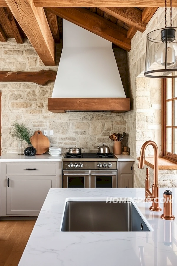 Sophisticated Rustic Charm in French Kitchen