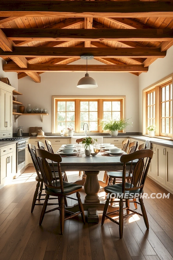 Spacious Country Kitchen with Wooden Beams