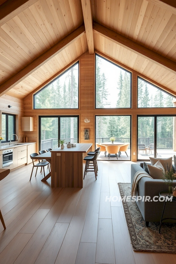 Spacious Log Kitchen with Open Living Design